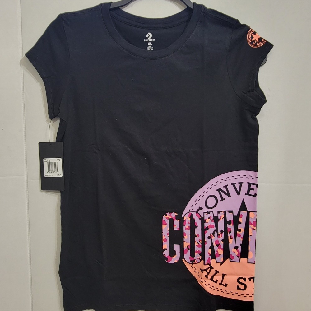Converse All Star Chuck Taylor T-Shirt Animal Print Girl Youth XLARGE Pink Purpl